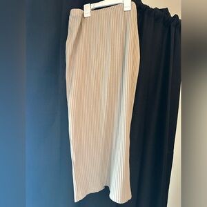 Tan Ribbed Midi Skirt